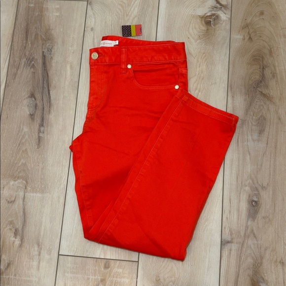 ⭐️ NWT- TORY BURCH ALEXA CROPPED SKINNY JEAN IN POPPY RED- size 30 - Picture 14 of 15